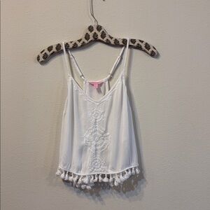 Lilly Pulitzer White Embroidered Tank Top